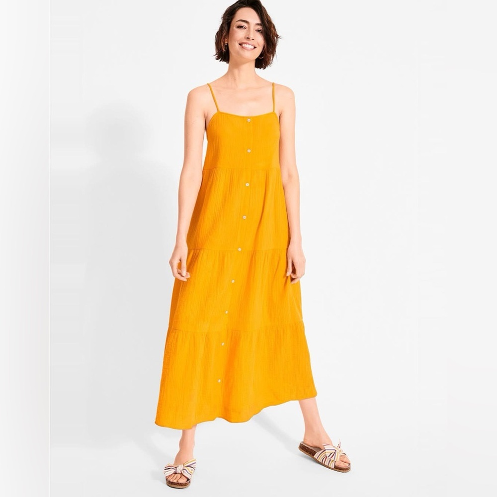 Loft Tiered Maxi Dress Yellow Size Small NWT